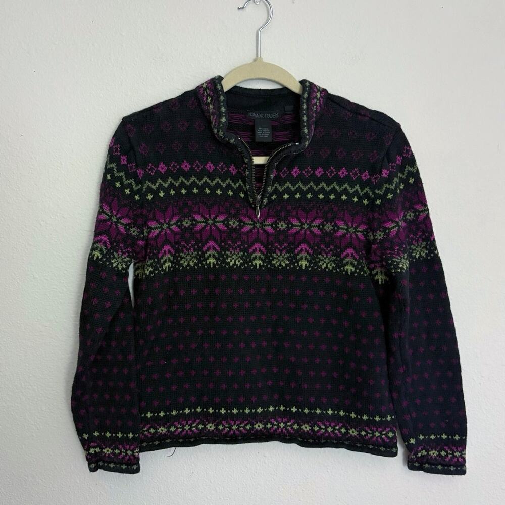vintage 90s Nomadic Traders Fair Isle Nordic Sweater christmas winter holiday